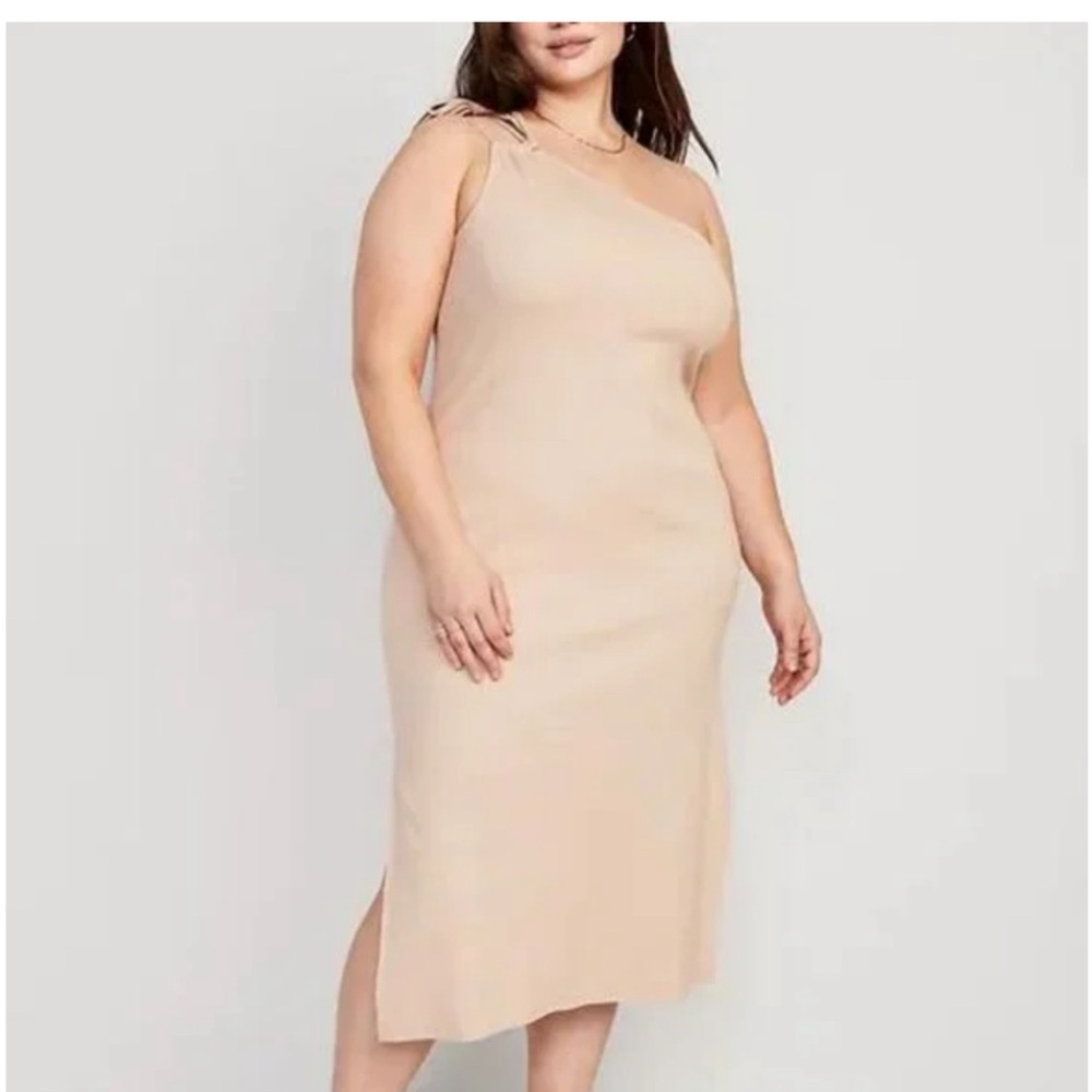 Old navy fitted one shoulder dress ribbed NWT 2x